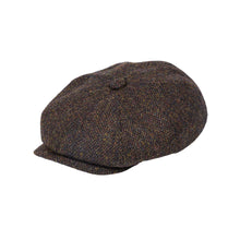 Load image into Gallery viewer, Harris Tweed Herringbone Newsboy Cap Brown Herringbone