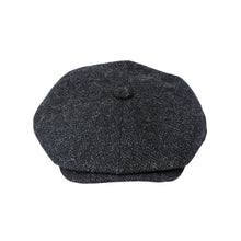 Load image into Gallery viewer, Harris Tweed Wool Herringbone Newsboy Cap - Black &amp; Charcoal