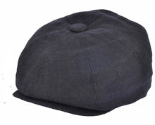 Load image into Gallery viewer, Linen Newsboy Cap - Black