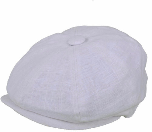 Linen Newsboy Cap - White