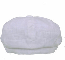 Load image into Gallery viewer, Linen Newsboy Cap - White