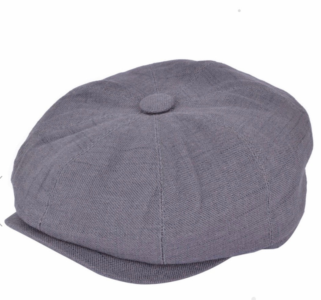 Linen Newsboy Cap - Dark Grey