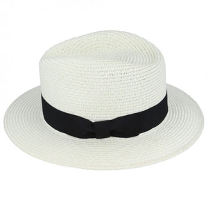 Summer Paper Straw Fedora Hat - Cream