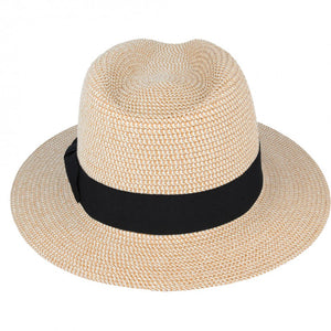 Summer Paper Straw Fedora Hat - Natural
