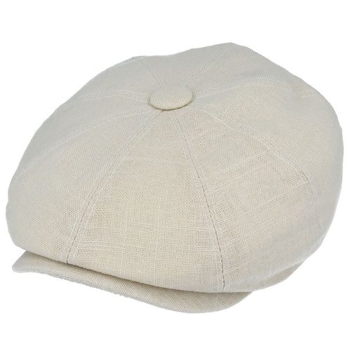 Linen Newsboy Cap - Stone