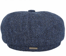 Load image into Gallery viewer, Harris Tweed Herringbone Newsboy Cap Blue Herringbone
