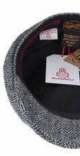 Load image into Gallery viewer, Harris Tweed Herringbone Newsboy Cap Black &amp; Grey