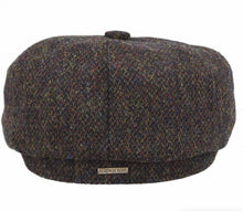 Load image into Gallery viewer, Harris Tweed Herringbone Newsboy Cap Brown Herringbone