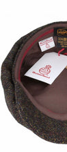 Load image into Gallery viewer, Harris Tweed Herringbone Newsboy Cap Brown Herringbone