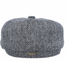 Load image into Gallery viewer, Harris Tweed Herringbone Newsboy Cap Black &amp; Grey
