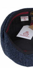 Load image into Gallery viewer, Harris Tweed Herringbone Newsboy Cap Blue Herringbone