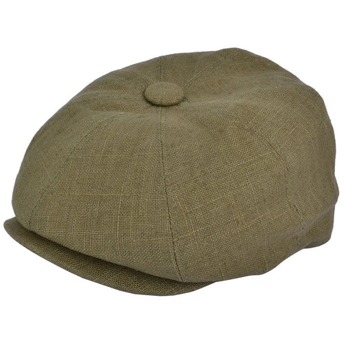 Linen Newsboy Cap - Khaki