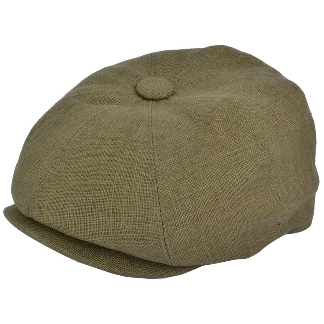 Linen Newsboy Cap - Khaki